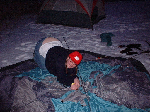 Ali setting up the tent